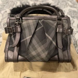 Burberry Leather Shimmer Check Tote
